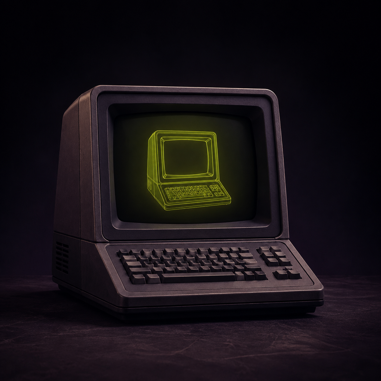 Editorial illustration: a computer terminal displaying a schematic of another terminal